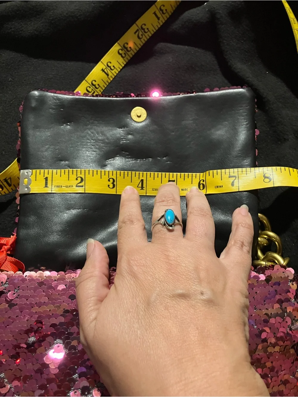 Montana West Sequin Evening Bag Hot Pink Gold Chunky Chain Crossbody NWT Luxury